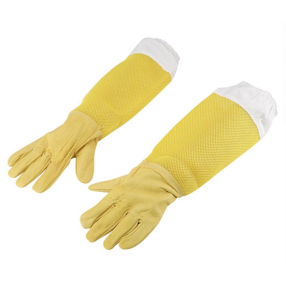 Leather Beekeeping Gloves Goatskin Breathable Mesh Beekeeper Gloves Durable Reusable Ventilated Gloves Professional Use