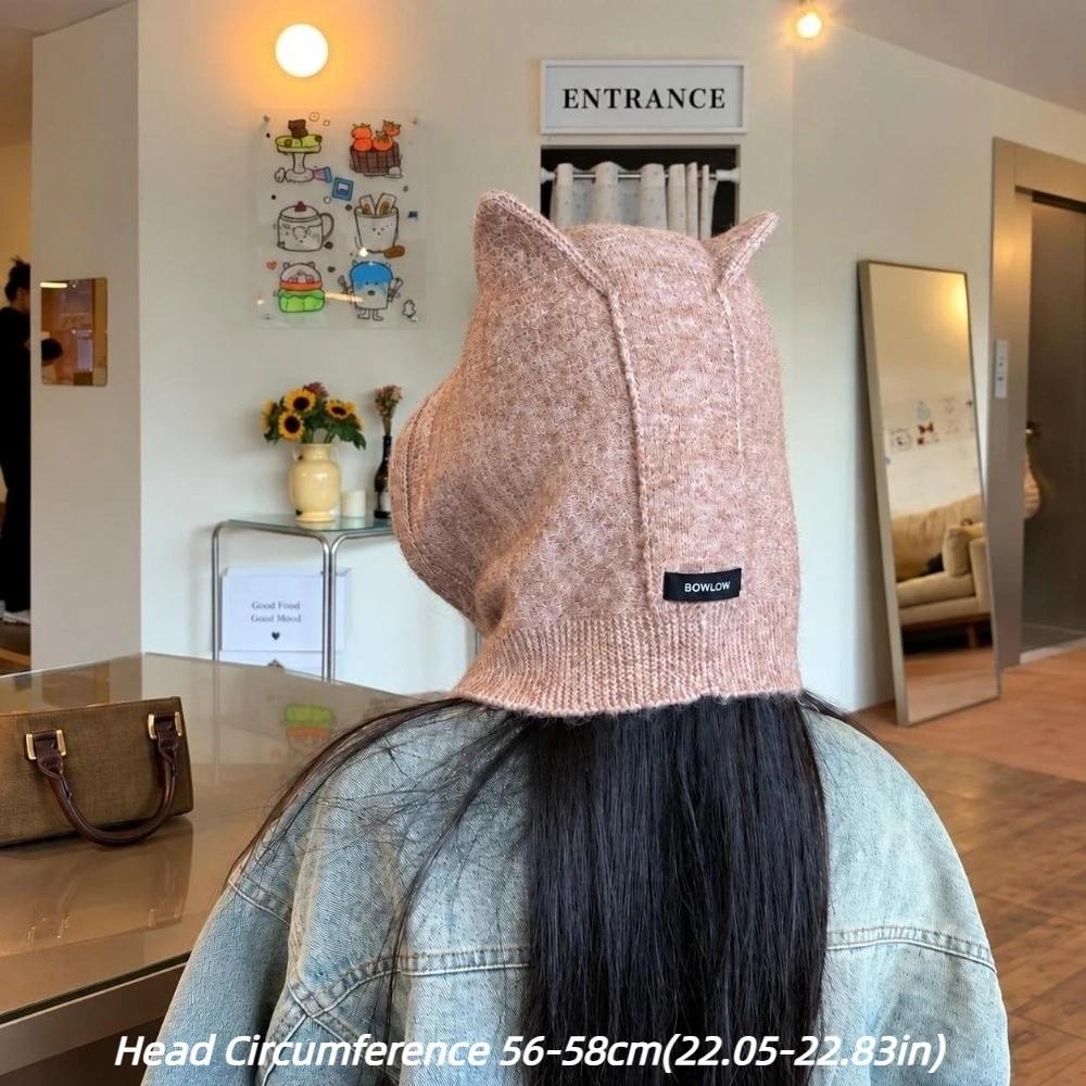 Versatile Women's Winter Knitted Hat Windproof Ear Protection Cap Balaclava Hats Autumn Winter
