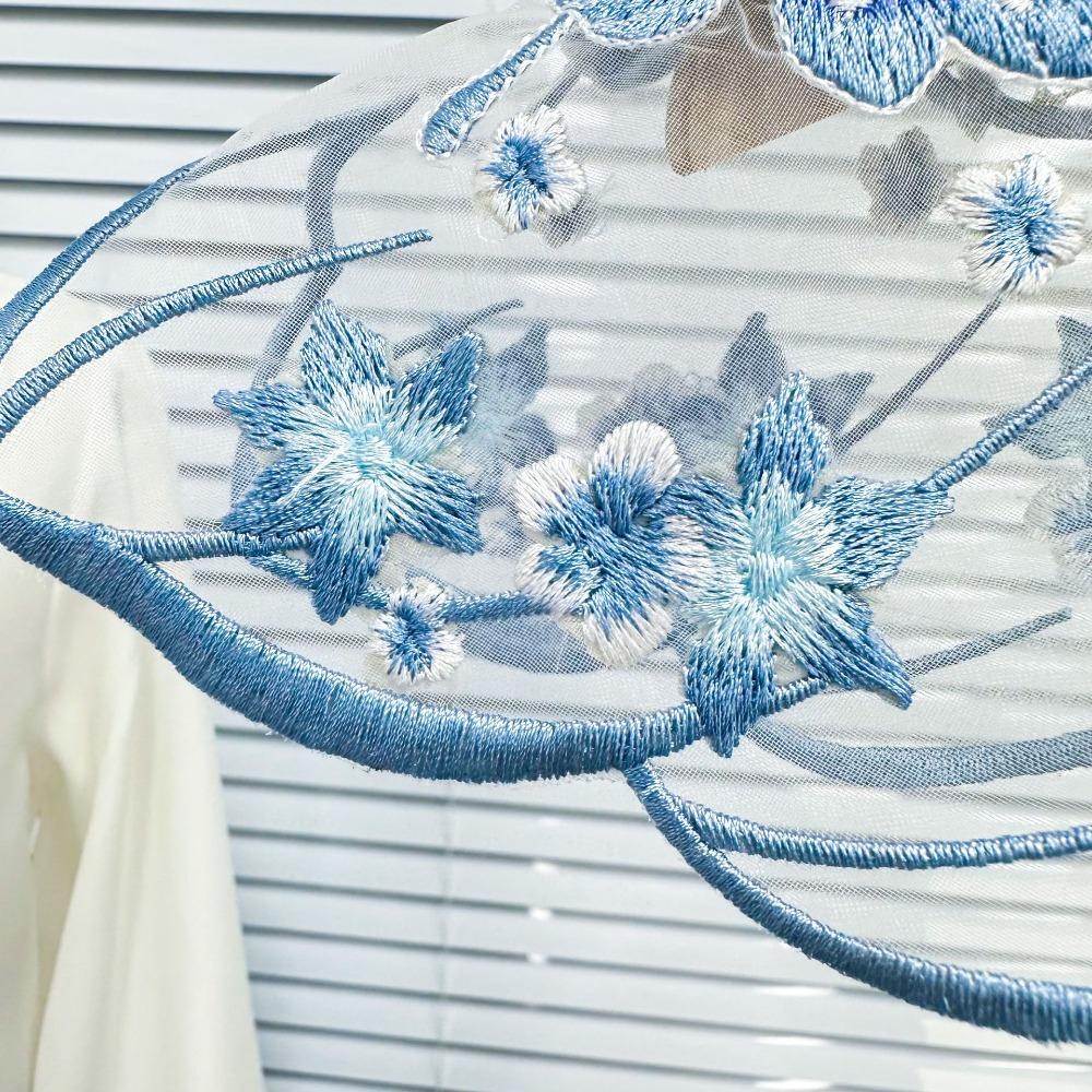 Кружевной шаль на шнуровке Синий с шипами Вышитый Накладной воротник Съемный воротник для рубашки