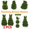 2 шт. Статуэтка кролика с флоком, фигурка кролика с искусственным мхом, статуэтка животного с флоком, фигурка кролика с искусственной травой для весеннего декора