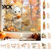 Festive Autumn Window Clings Ghost/Gnome Static Glass Sticker, PVC Waterproof Maple Leaves Indoor Outdoor Decor Decal, Removable Cling for Fall