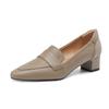 Sheepskin Pointed Toe Meed Heels Spring Leather Shoes Slip On Big Size 43 Leisure Women Pumps