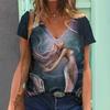 Summer Fashion Mermaid 3D Print T-shirt Women Streetwear T Shirts Y2k Tops Woman Harajuku V-Neck Holiday Tees Oversized Clothing