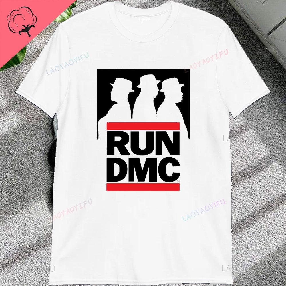 Винтажные Мужские Футболки с Принтом Hip Hop Rock Музыки Run Dmc, Короткий Рукав, Уличная Одежда, Свободные Женские Футболки, Повседневные Модные Футболки