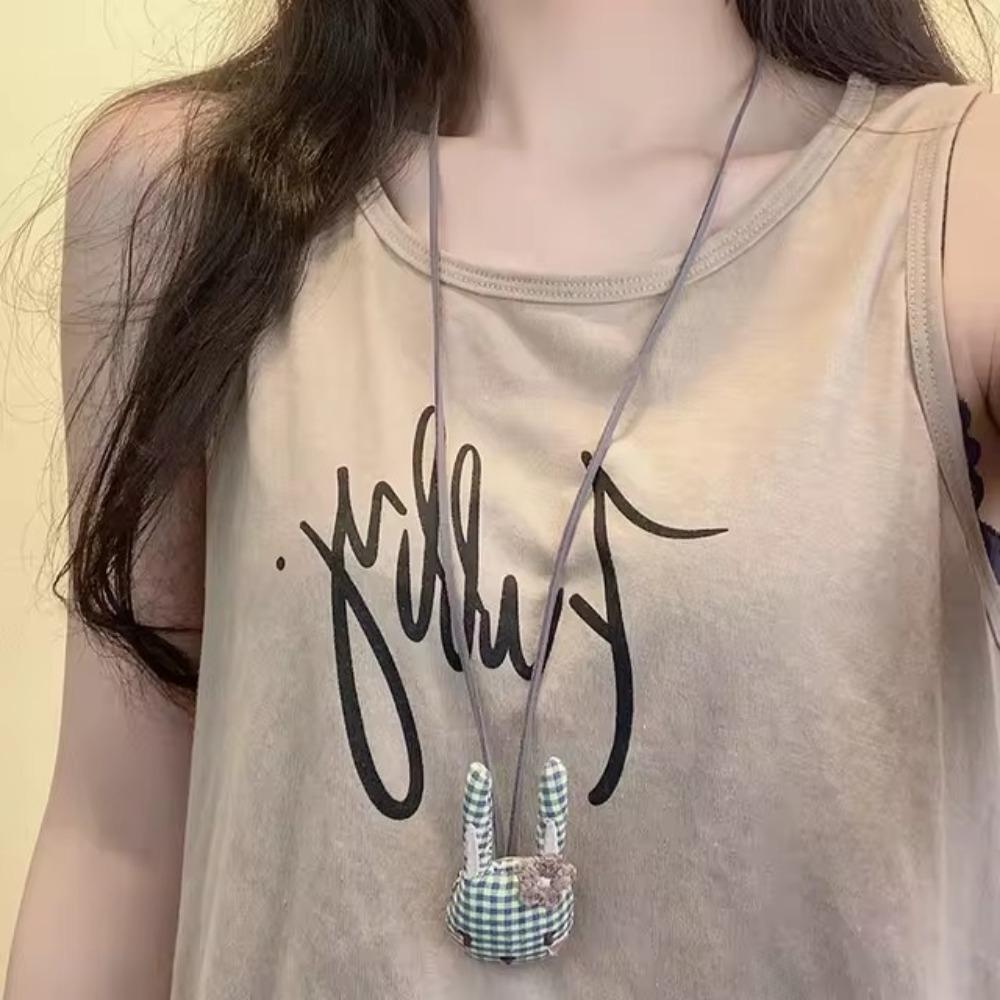 Милая цепочка-свитер с животными кофейного цвета, регулируемая подвеска на цепочке, тканевое колье для девочки