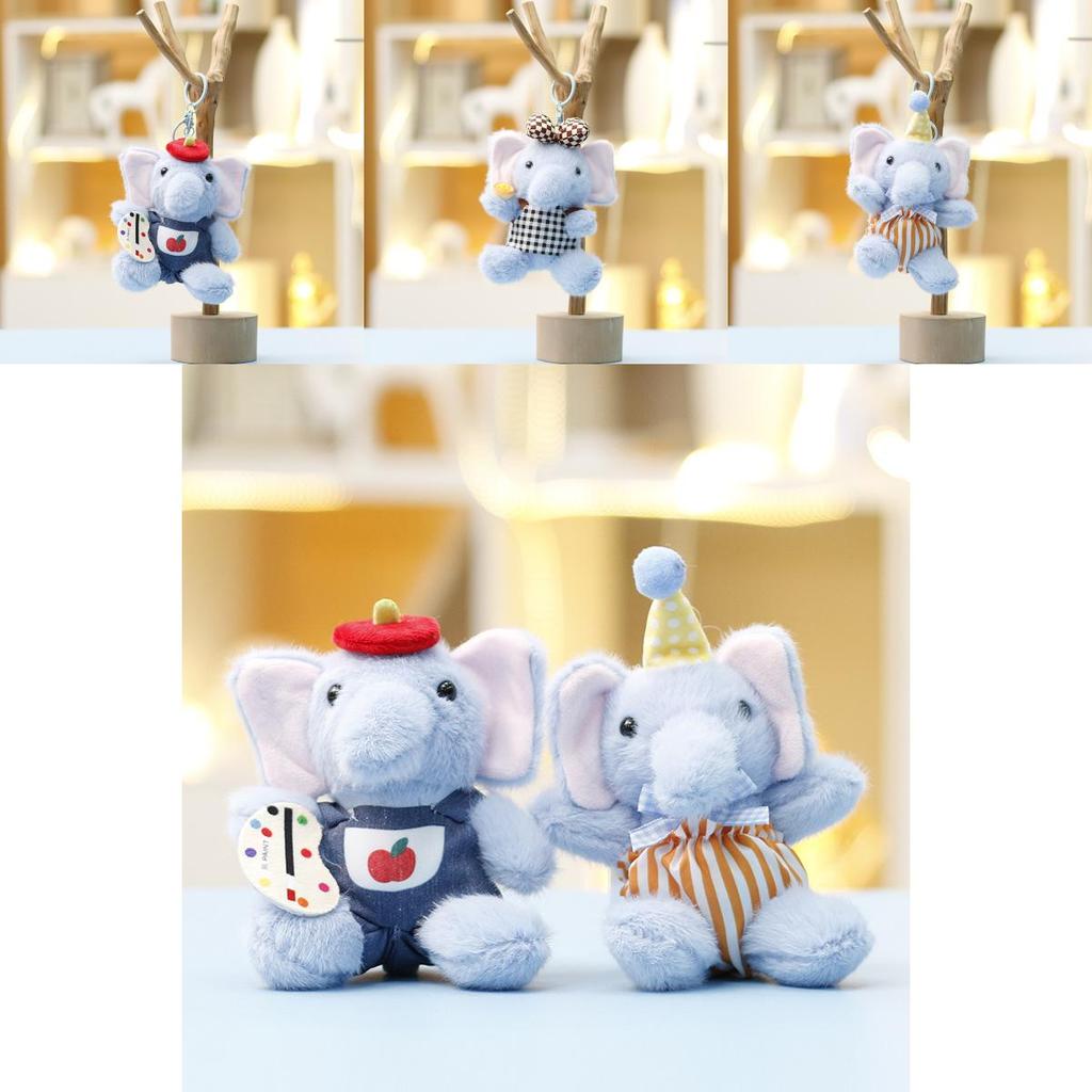 Cartoon Elephant Plush Doll With Short Pile Material Gift For Kids And Teens Keyring Accessory