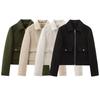2025 Spring Women's Commuter Soft Lapel Zipper Trim Short Jacket