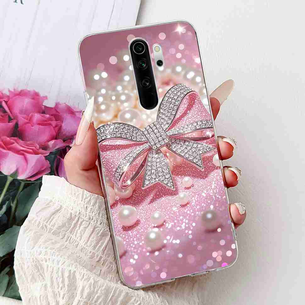 For Xiaomi Redmi Note 8 Pro 6.53" Case Luxury Flower Bow Soft Silicone TPU Cover For Redmi Note8 Pro note 8pro Shockproof Shell