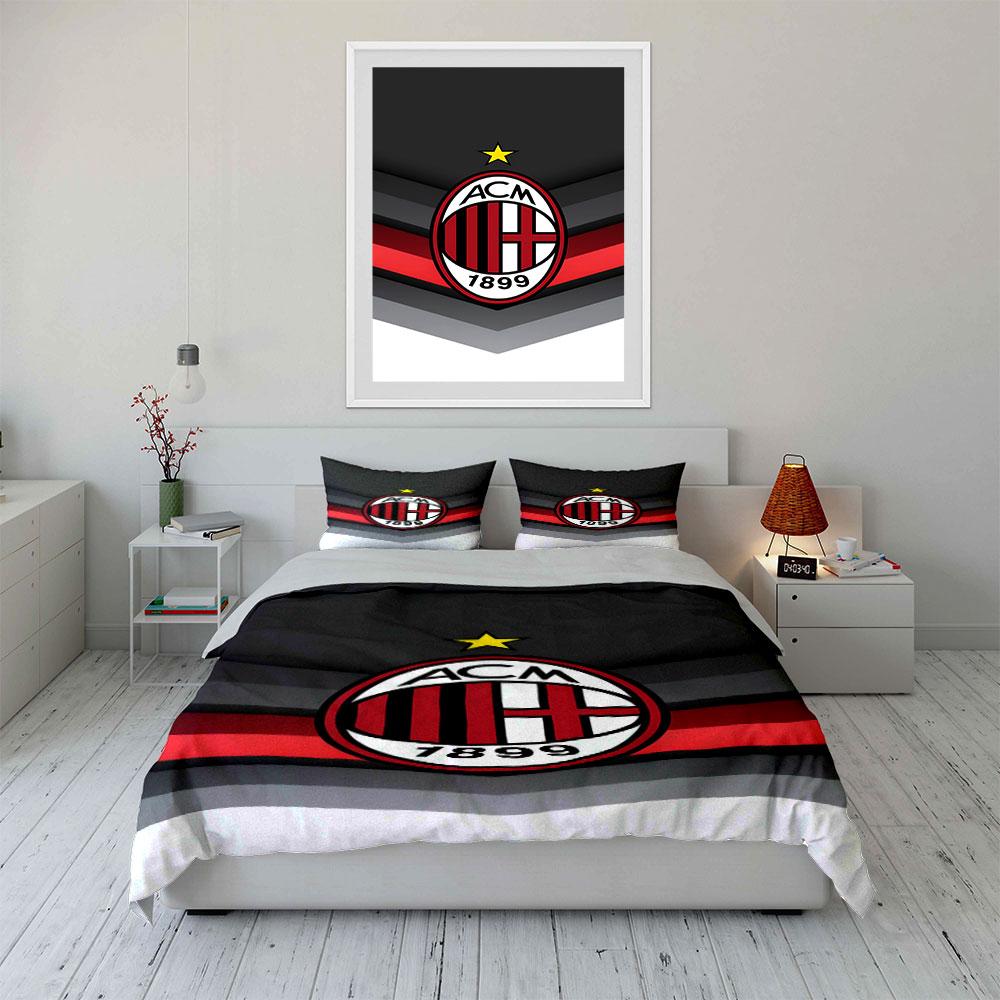 AC Milan logo pattern. Bedding sets Duvet cover sets Duvet covers Pillowcases(1*Duvet Cover 2*Pillowcases without duvet insert)