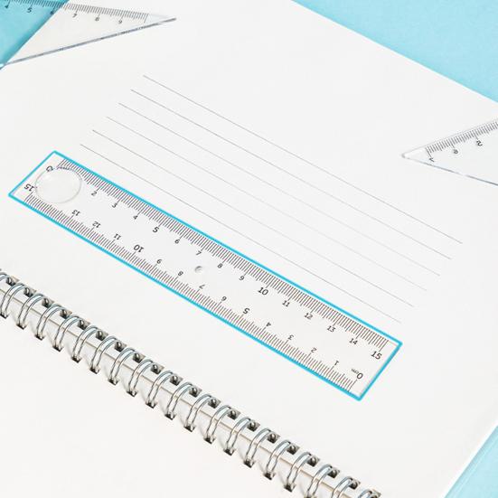 1 Set Transparent Ruler Easy-to-Use Clear Scale Round Hollow Design with Set Squares Protractor Stationery Learning Tools