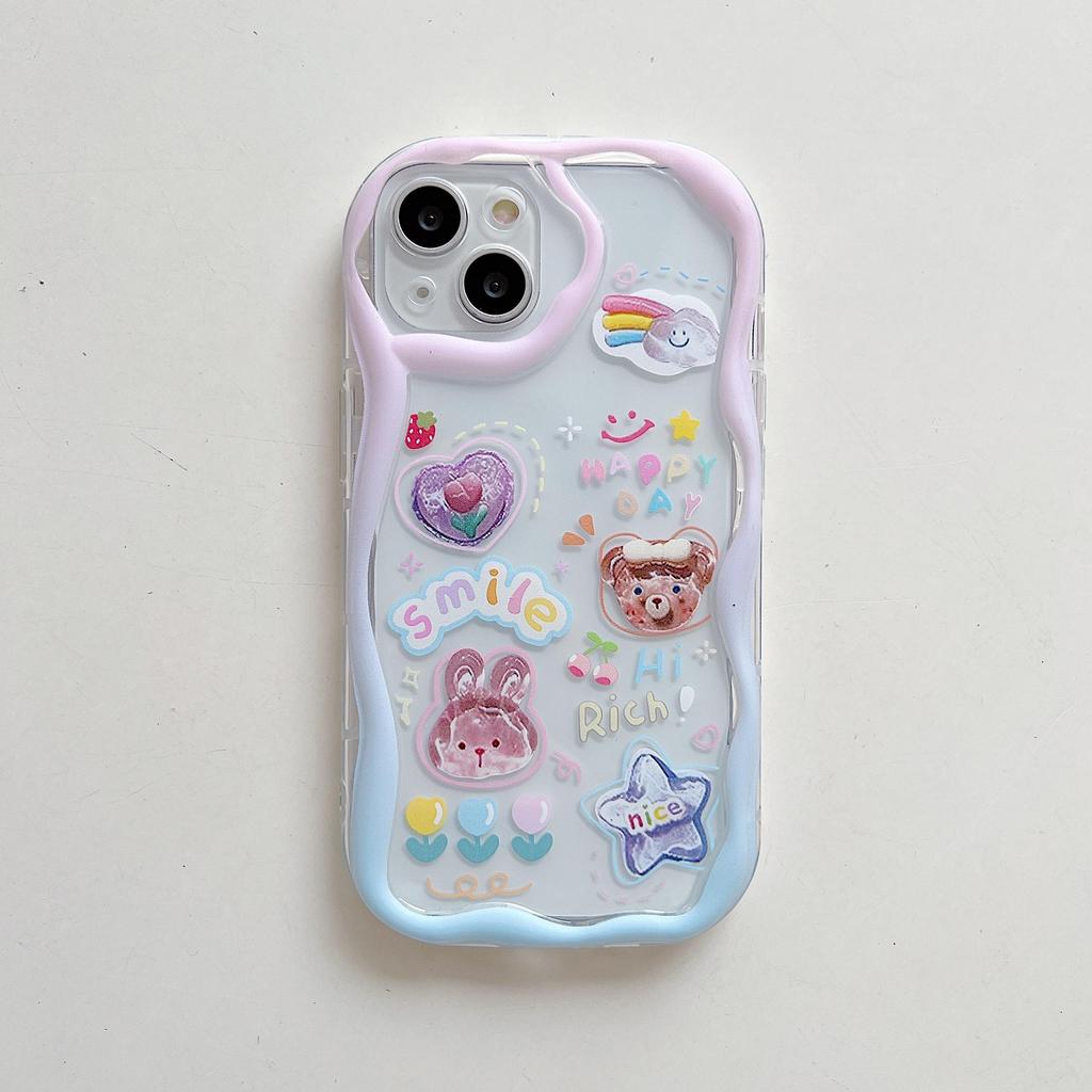 Cute Silicone Case for Redmi Note 12 11 Samsung A54 A14 iPhone 11 13 Oppo Reno 8T Infinix Note 30 Pro Funda Painted Cartoon Bear Cover Soft TPU Bumper