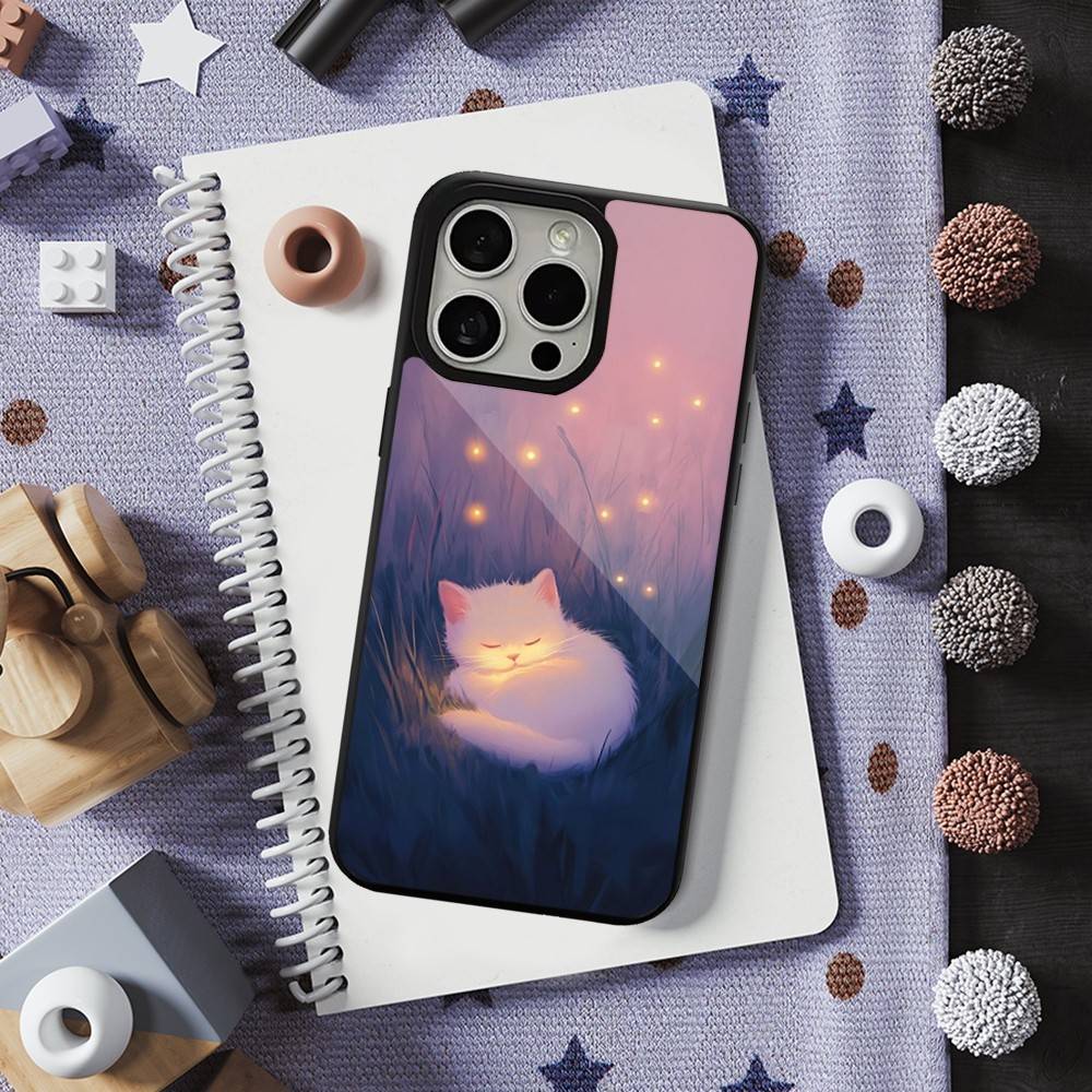 Милый Мультяшный Кот Арт Чехол для Телефона iPhone 17,14,11,15,16,13,12,Pro,Max, Для Magsafe,Plus,Mini, Магнитный Чехол с Беспроводной Зарядкой