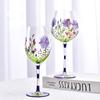 420ml Painted Wine Glass Goblet Cup Trending Retro Home Bar Restaurant Drinkware Sunflower Tulip Flamingo Rose Red Wine Tumbler