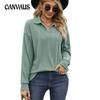 Spring and Autumn Women's Blouse Solid Color Lapel Loose Sweatshirt Long Sleeve Top