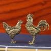 Elegant Brass Rooster Figurine - Intricate Golden Crafts Decor for Home, Office, or Gift, Detailed Feathers Comb, Rustic Table