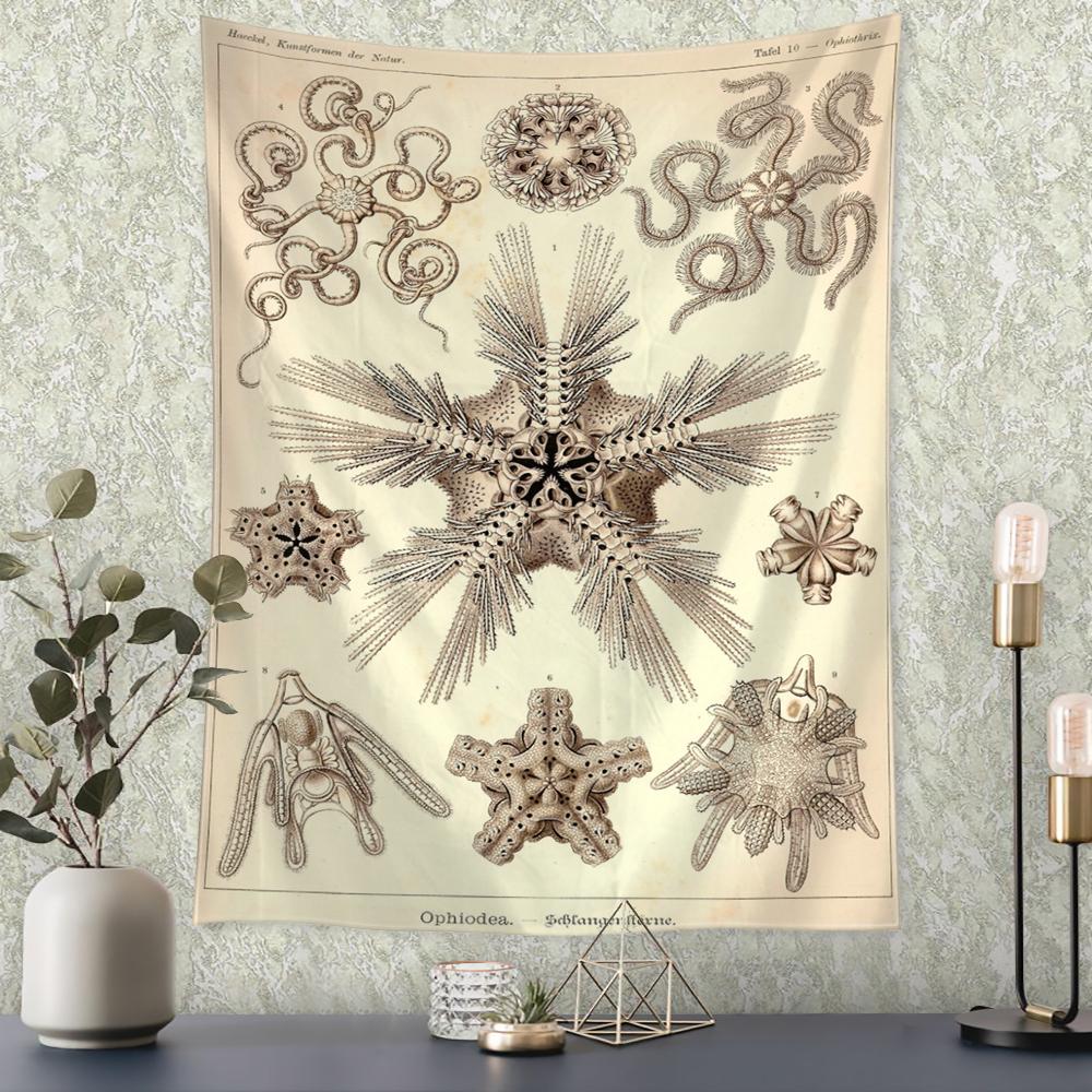 Карта идентификации подводных насекомых, настенный гобелен в богемном стиле, психоделическое колдовство, искусство, загадочный домашний декор