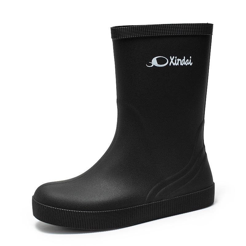 Модные женские и мужские непромокаемые сапоги средней высоты с нескользящей подошвой — износостойкая резиновая обувь для работы и мойки автомобиля