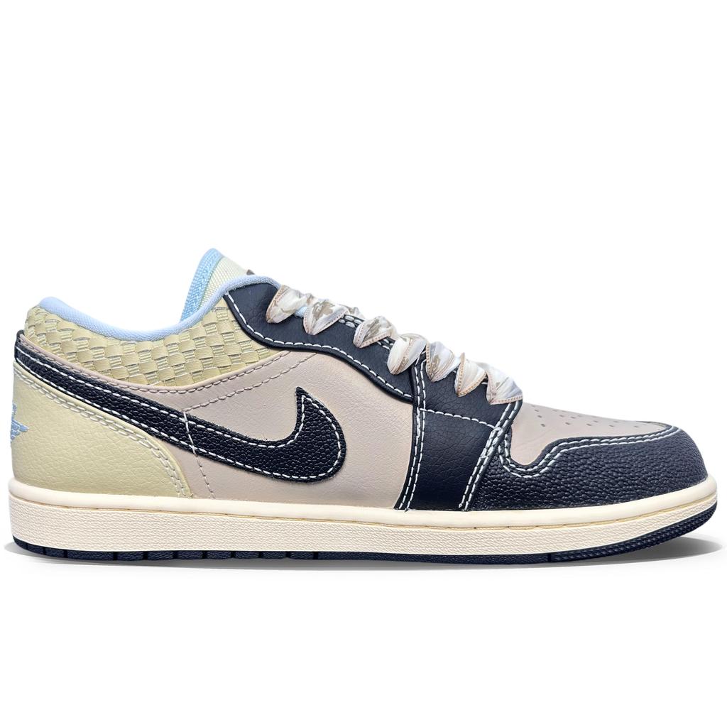Jordan Air Jordan 1 Нескользящие Нескользящие Низкие Винтажные Баскетбольные Кроссовки Мужские Цвет Экрю HQ3437-101(Команда501-)