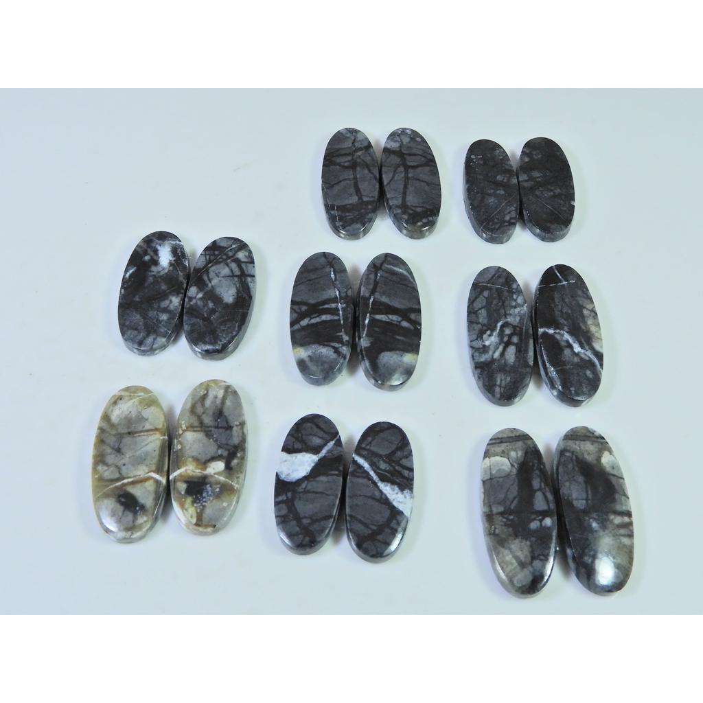 21-26 мм Натуральная яшма Пикассо Парный набор Овальный кабошон Драгоценный камень Лот из 8 пар C-788