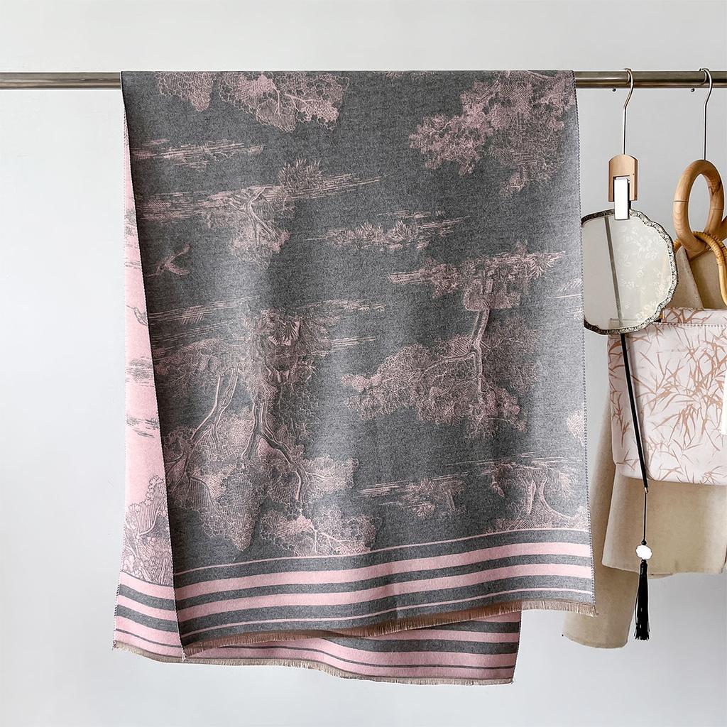 Осенне-зимний теплый модный шарф High Sense Literary, двусторонний печатный шарф-накидка, классический женский шарф