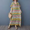 Ladies' V-neck Vintage Long Skirt Cotton Linen Dress