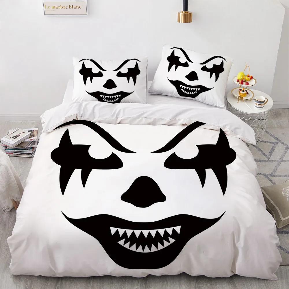 Black and White Grimace Duvet Cover Black Cartoon Dryad Ghost for Children Boys Gifts Bedroom Decoration Polyester Quilt Cover