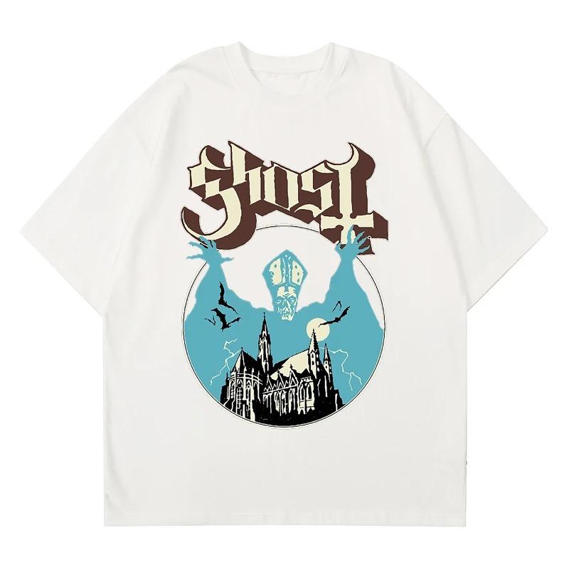 New Ghost Band T-shirt Women Oversize Fashion Cool London Singer Fans Essentials Summer Short Sleeve Print Rock Plain Black Tees
