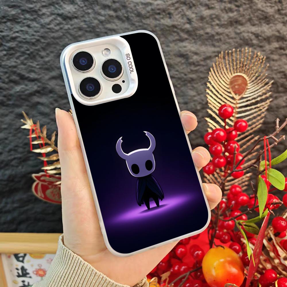 Мультяшный чехол для телефона H-Hollow Knight для iPhone 17 16 15 14 Pro Max Xr Air Plus Черный Серебристый Жесткий Чехол