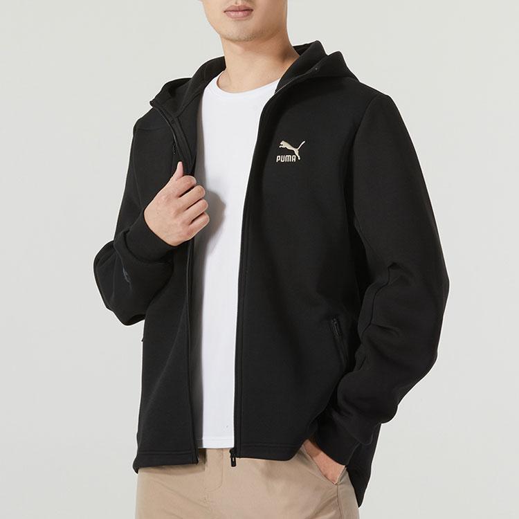 Puma Embroidered Casual Hooded Zip-Up Long Sleeve Jacket Men Jackets Black 625208-01