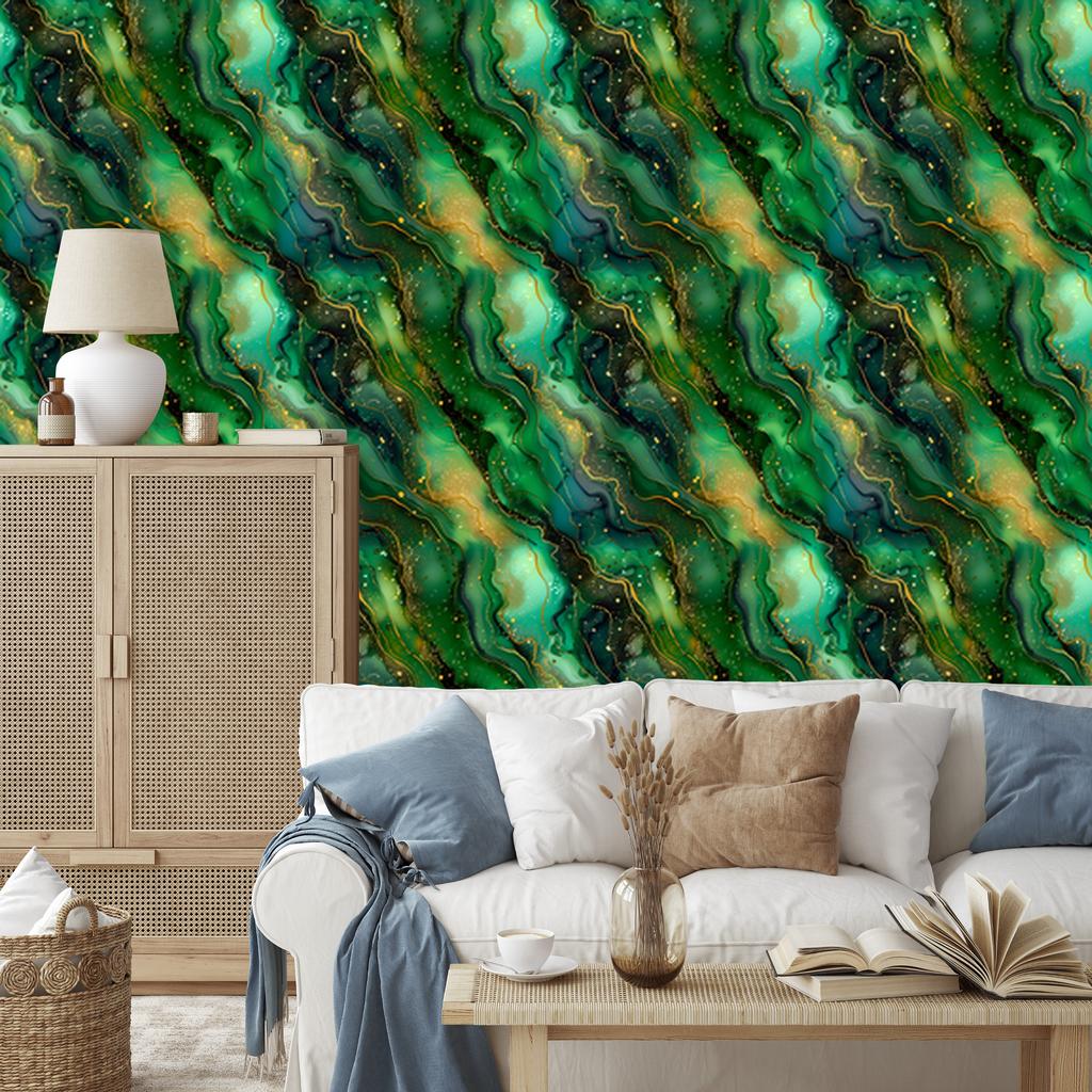 Bottle green, green, sea green and olive ink wallpaper 50x1000