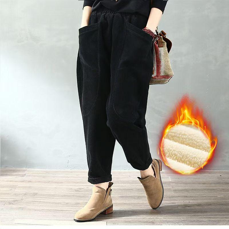 Новые вельветовые шаровары из овчины — осень/зима, утолщенные и универсальные для женщин