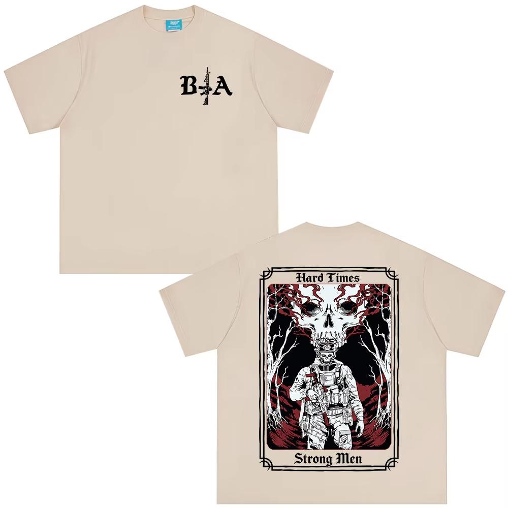 Hard Times Brothers in Arms Skeleton Printed Tshirt Unisex Women Clothing Summer Casual pure Cotton Short Sleeves T Shirts