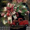 Рождественский венок с красным грузовиком и бантом из ягод ротанга, многоразовый праздник, в помещении, на открытом воздухе, окно, передняя дверь, подвесное искусственное украшение гирлянды