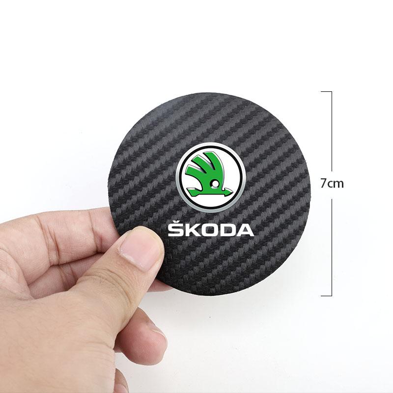 CGS1 Car Coaster Waterproof Non-Slip Mat Water Cup Slot Decorate For Skoda Octavia 2 3 Fabia A7 Rapid Superb Kamiq Kodiaq Accessories