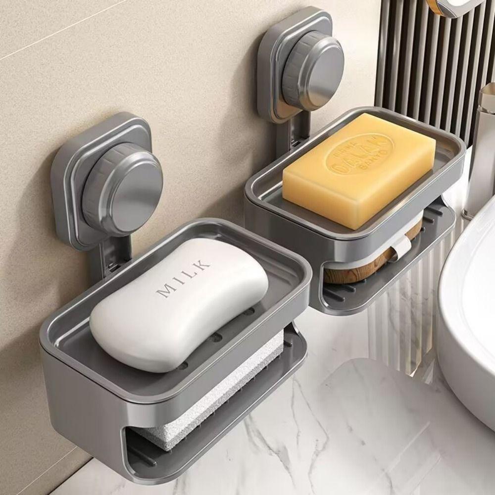 Двухслойная мыльница на присосках, мыльница без перфорации, подставка для слива мыла, держатель для мыла и губки, кухня