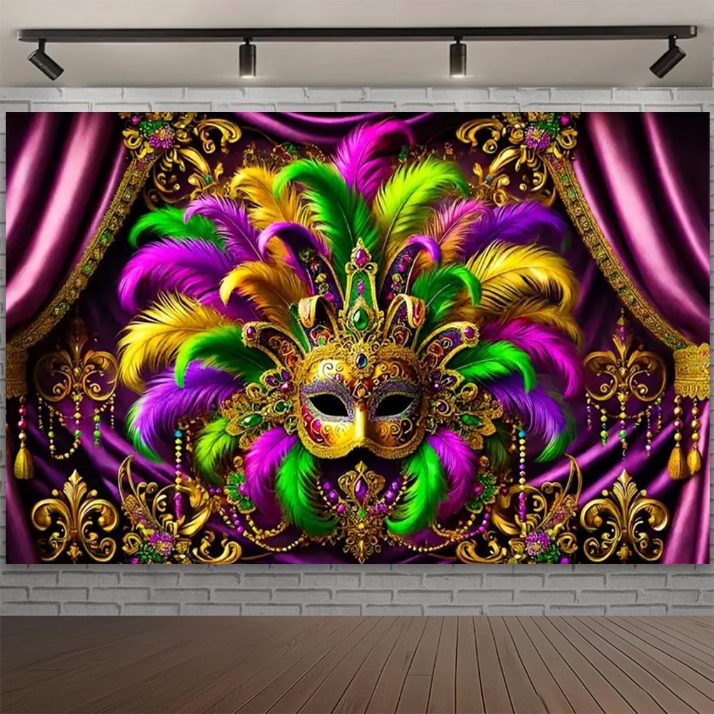 Carnival Mask Ball Theme Party Photography Background, Adult Birthday Party, Family Party Decoration Photography Backdrop Cloth