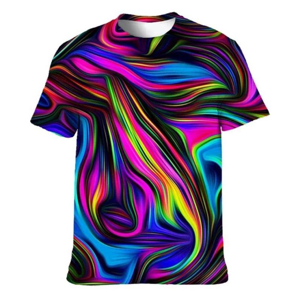 Color T-shirt 3D printed neon abstract T-shirt short sleeve