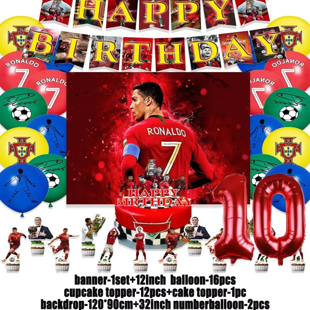 Spanish Football Player Theme Party Decoratiaons Soccer Star Balloon Set Boy Birthday Party Supplies Cr&7 Backdrop Banner Props