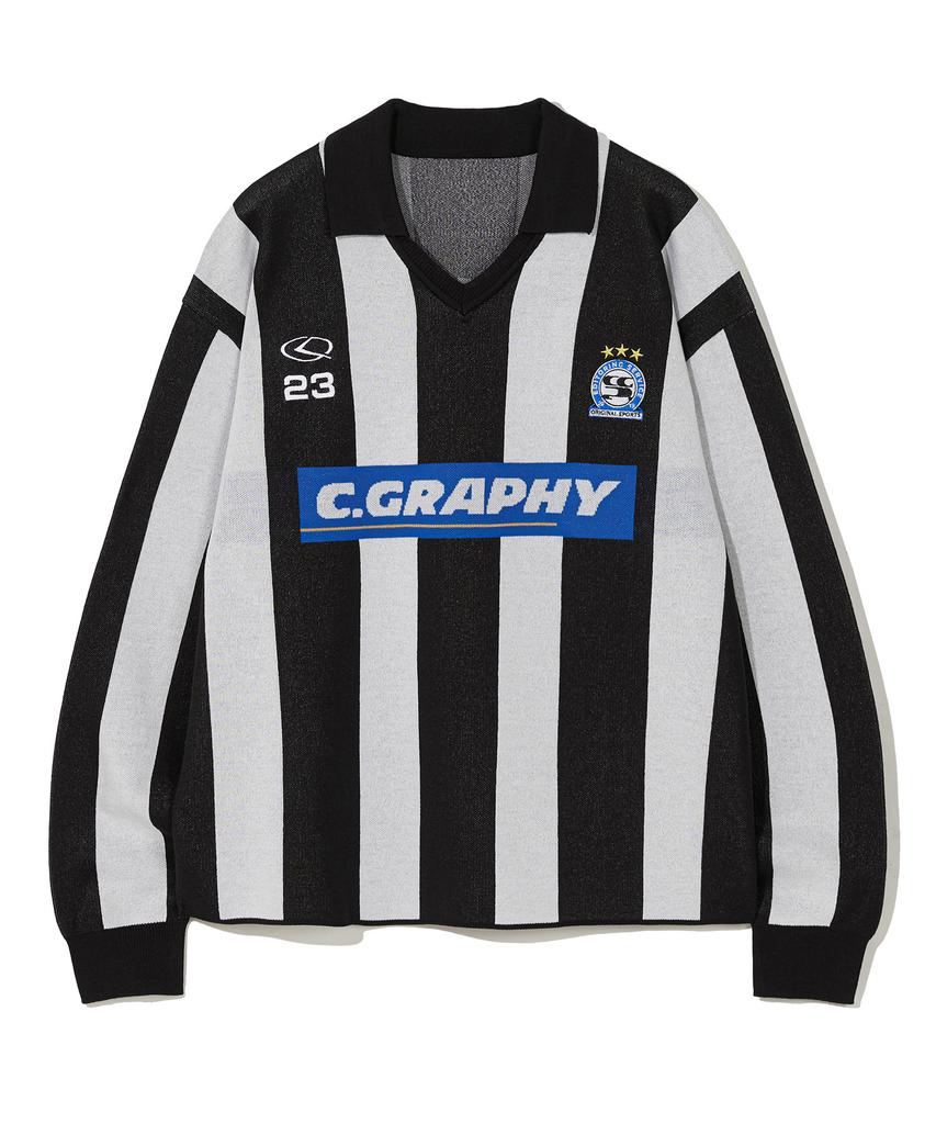 CGP C.Graphy Soccer V-Neck Collar Knit_Black