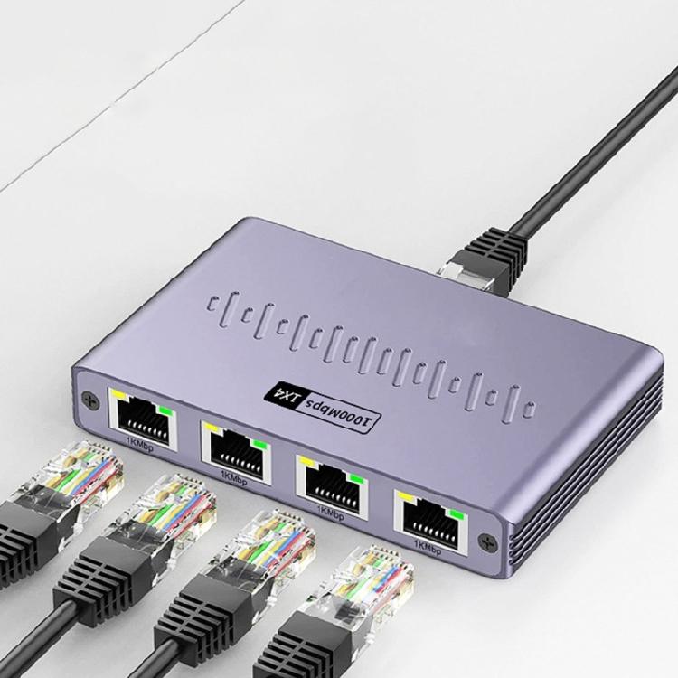 Многоустройственный Ethernet-разветвитель, 4-портовый гигабитный сетевой концентратор, алюминиевый корпус, для домашнего офиса