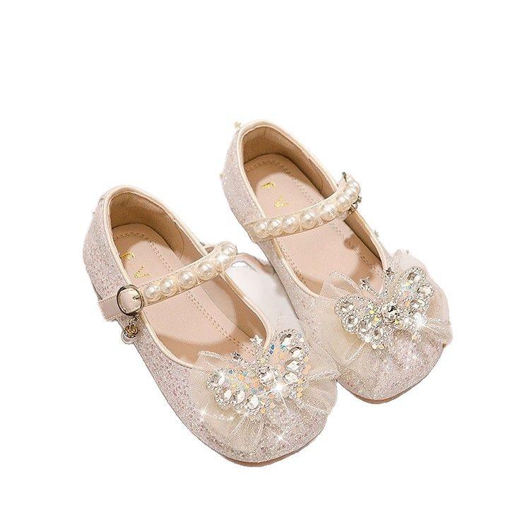 Girls Shoes Children's Princess Leather Shoes 2025 Spring and Autumn New Explosion Baby Crystal Single Shoes Princess Style Little Girl