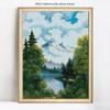 Алмазная вышивка «Гора и лесное озеро», полная круглая алмазная картина, вышивка крестом