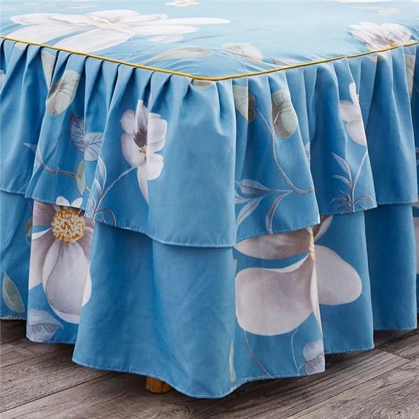 Floral Printed Bedspread Bedskirts Set 3PCS Bed Fitted Sheet With 2 Pillowcases Soft Breathable Bed Mattress Cover Protector Mat