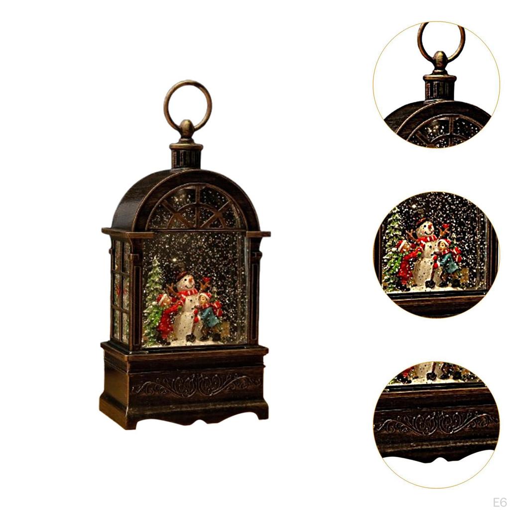 Christmas Music Box Desktop Figurine Lantern Portable Ornament Lighted for