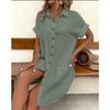 Повседневное однобортное платье средней длины с коротким рукавом для женщин