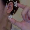 Flower Butterfly Ear Bone Clip for Women Without Piercing Tassel Ear Cuff Clip Sparkling Zircon Earrings Wedding Jewelry