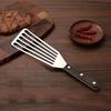 Лопатка для рыбы из нержавеющей стали, гибкая лопатка-перевертыш для рыбы, идеально подходит для переворачивания яиц, бургеров и выпечки, цельная легкая металлическая кухонная лопатка с прорезями