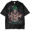 ONE PIECE Roronoa Zoro Shirt Anime Retro T-Shirt Designer Illustration Pattern Street Harajuku Summer