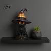 Mantelpiece Night Light Halloween Witch Cat Light, Resin Table Lamp with Warm Cozy Fall Glow, Gothic Home Decor for Bedroom Shelf, Spooky Gift