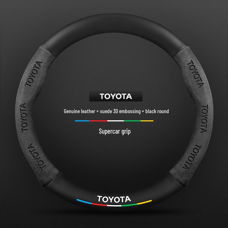 Нескользящая кожаная накладка на руль Toyota Prado из углеродного волокна